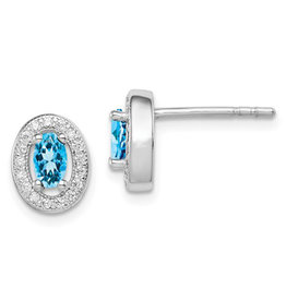 Oval December CZ Stud Earrings