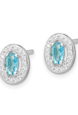 Sterling Silver Oval December CZ Stud Earrings