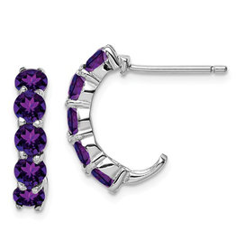 Amethyst J-Hoop Earrings