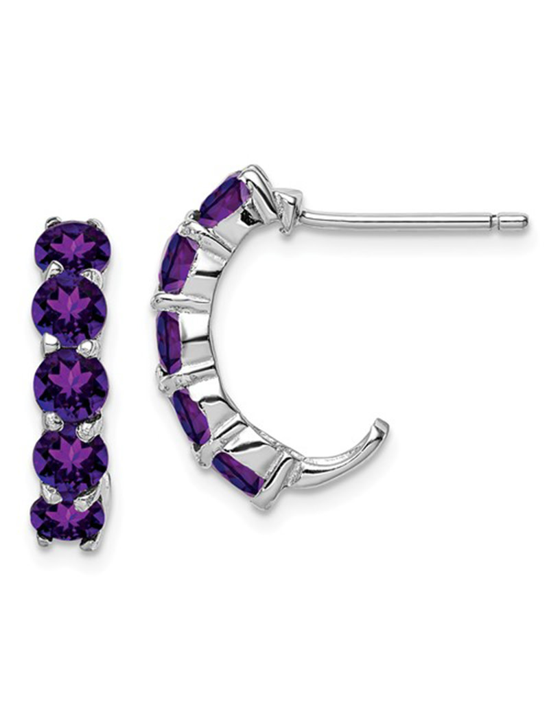Amethyst J-Hoop Earrings
