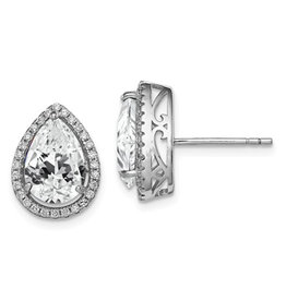 Teardrop White Topaz Post Earrings