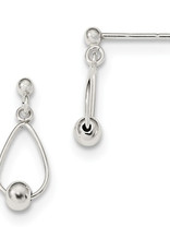 Sterling Silver Teardrop with Bead Dangle Post Earrings