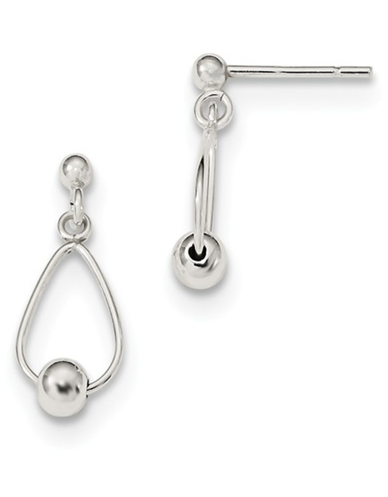 Teardrop with Bead Dangle Post Earrings