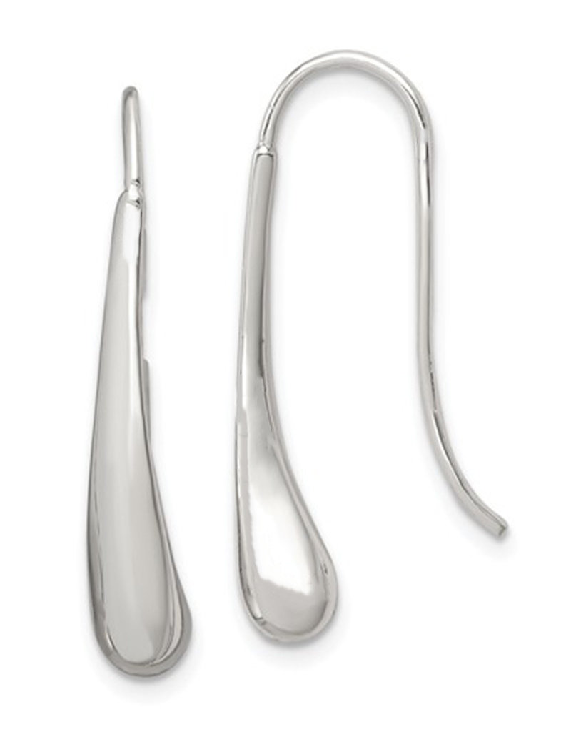 Sterling Silver Puff Teardrop Wire Earrings 30mm
