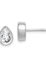 Sterling Silver Teardrop CZ Stud Earrings