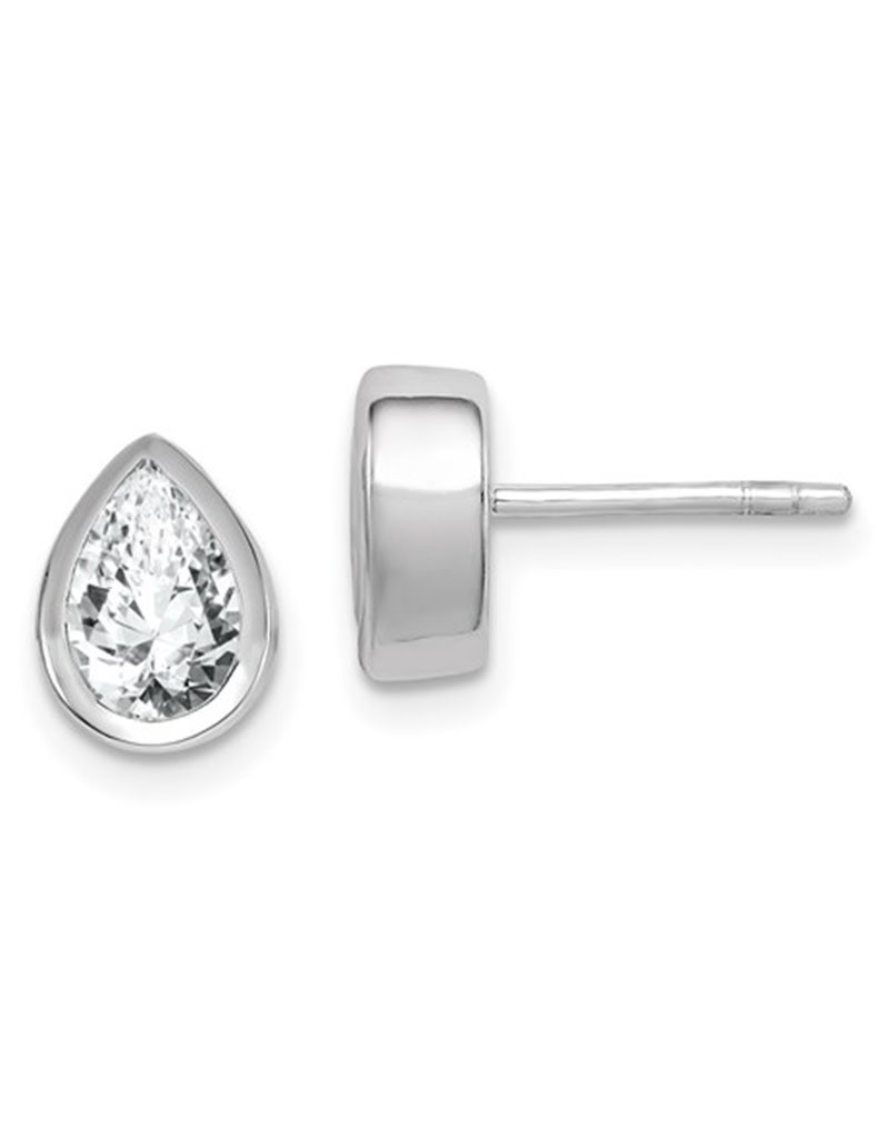 Sterling Silver Teardrop CZ Stud Earrings