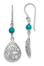 Sterling Silver Teardrop CZ and Turquoise Earrings