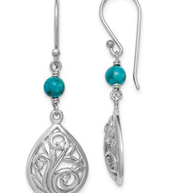 Teardrop CZ and Turquoise Earrings