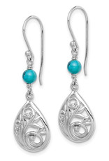 Sterling Silver Teardrop CZ and Turquoise Earrings