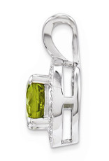 Sterling Silver Round Peridot and Diamond Necklace 18"