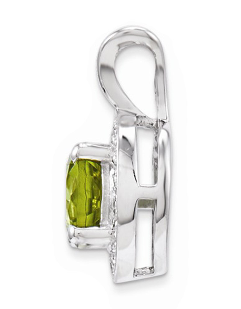 Sterling Silver Round Peridot and Diamond Necklace 18"