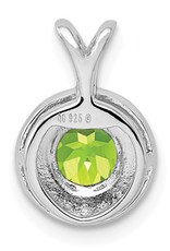 Sterling Silver Round Peridot and Diamond Necklace 18"