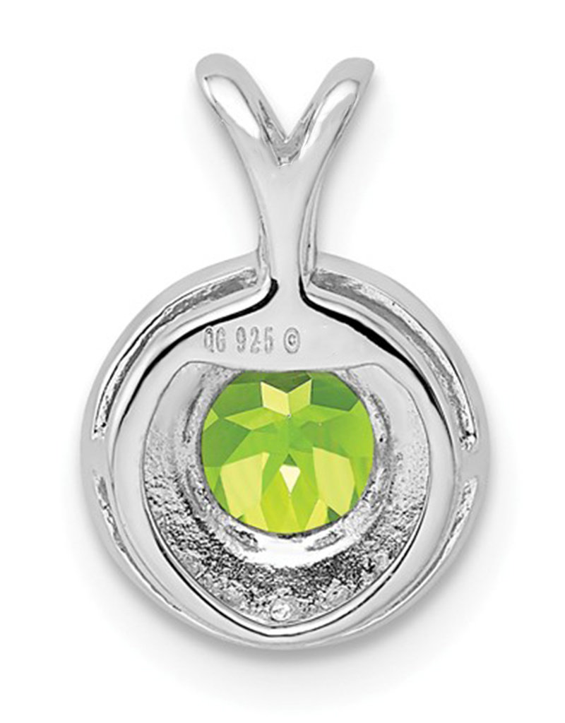 Sterling Silver Round Peridot and Diamond Necklace 18"