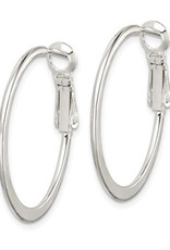 Sterling Silver Flattended Omega Back Hoop Earrings 29mm