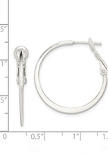 Sterling Silver Flattended Omega Back Hoop Earrings 29mm