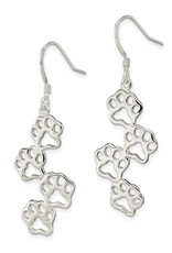 Sterling Silver Paw Print Dangle Earrings