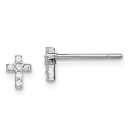CZ Cross Stud Earrings 6mm