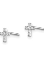 Sterling Silver CZ Cross Stud Earrings 6mm