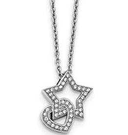 Heart and Star CZ Necklace 18"