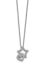 Sterling Silver Heart and Star CZ Necklace 18"