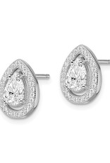 Sterling Silver Teardrop CZ Stud Earrings