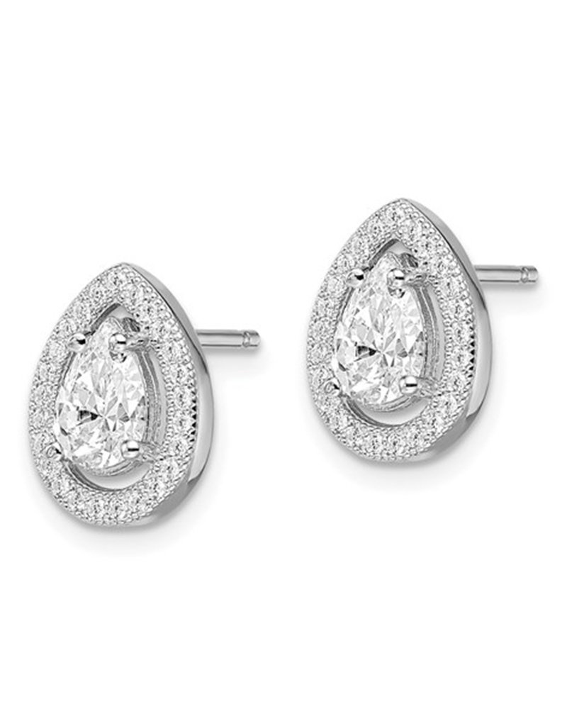 Sterling Silver Teardrop CZ Stud Earrings