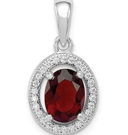 Oval Red CZ Necklace 18"