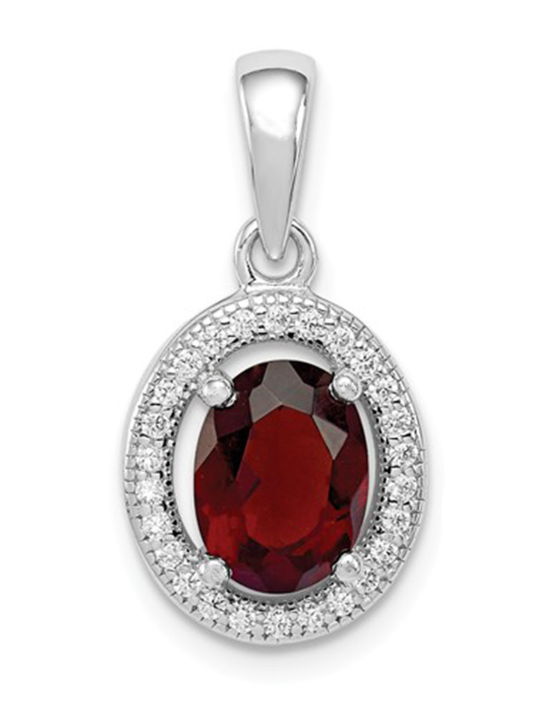 Oval Red CZ Necklace 18"