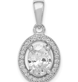 Oval White CZ Necklace 18"