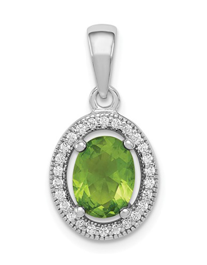 Oval Lt. Green CZ Necklace 18"