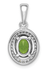 Sterling Silver Oval Lt Green CZ Necklace 18"