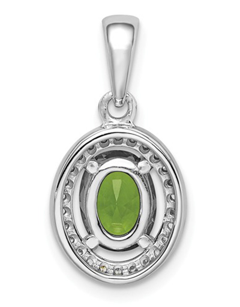 Sterling Silver Oval Lt Green CZ Necklace 18"