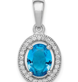 Oval Blue CZ Necklace 18"