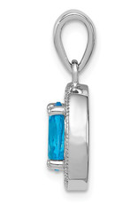 Sterling Silver Oval Blue CZ Necklace 18"