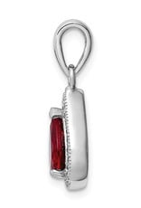 Sterling Silver Teardrop Red CZ Necklace 18"