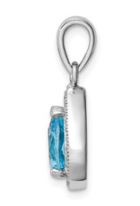 Sterling Silver Teardrop Aqua CZ Necklace 18"