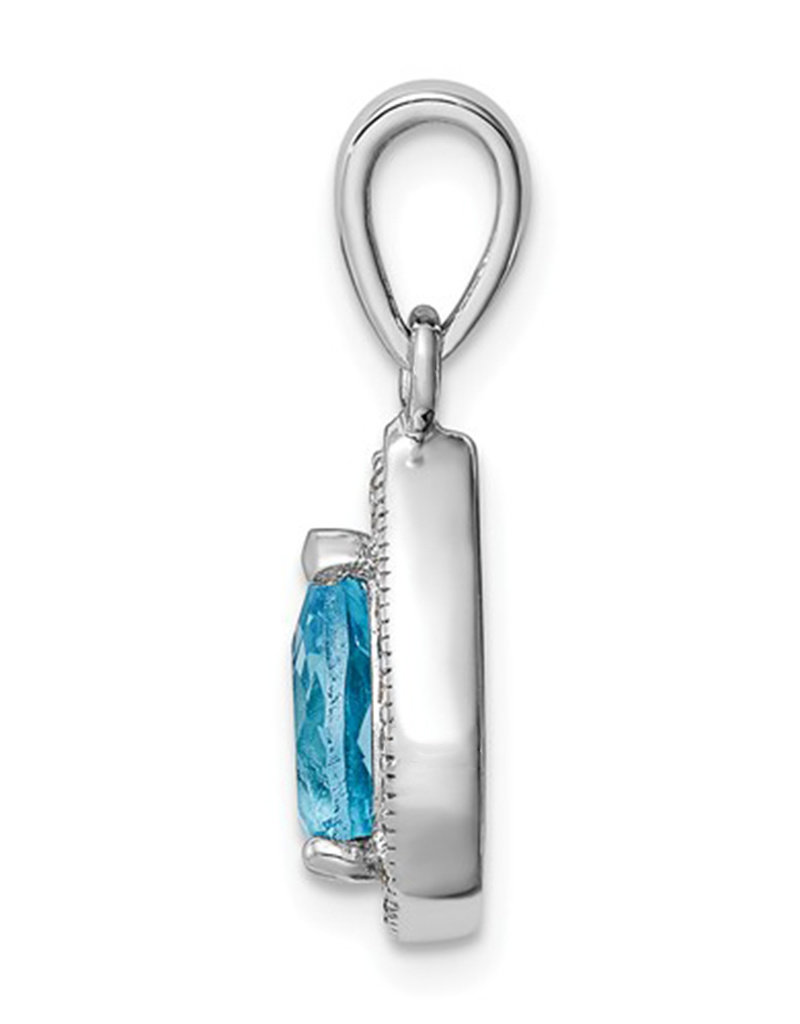Sterling Silver Teardrop Aqua CZ Necklace 18"