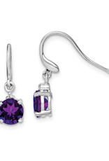 Sterling Silver Amethyst and Diamond Earrings 6mm