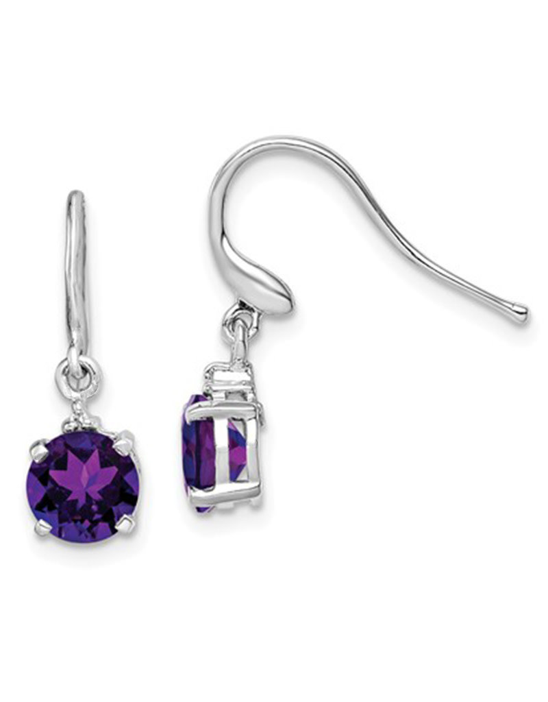 Sterling Silver Amethyst and Diamond Earrings 6mm