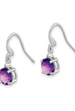 Sterling Silver Amethyst and Diamond Earrings 6mm