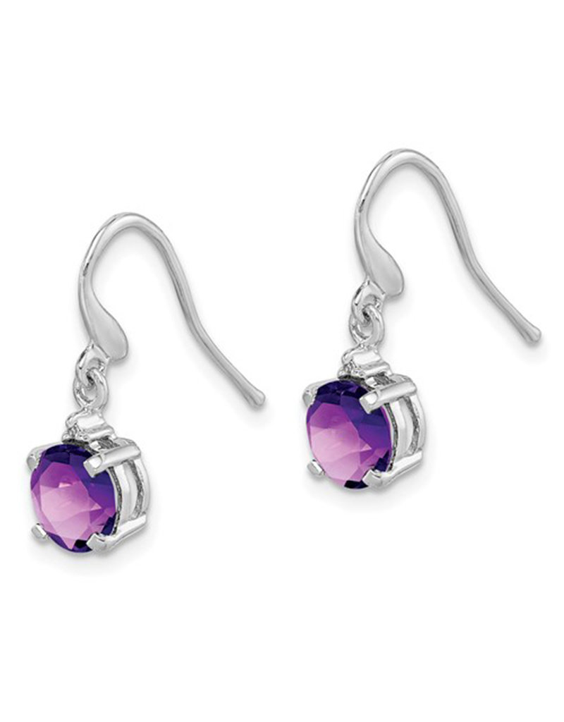 Sterling Silver Amethyst and Diamond Earrings 6mm