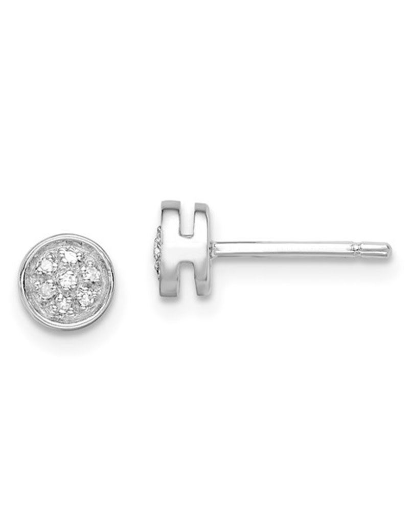 Sterling Silver Round Pave Diamond Stud Earrings 6mm
