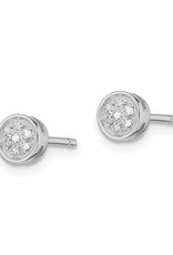 Sterling Silver Round Pave Diamond Stud Earrings 6mm