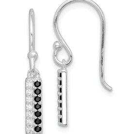 Black and White CZ Bar Earrings