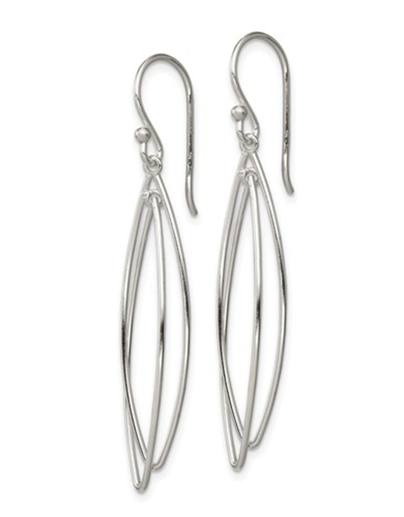 Sterling Silver Double Marquise Dangle Earrings
