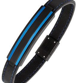 Black and Blue Steel Bracelet 8.5"