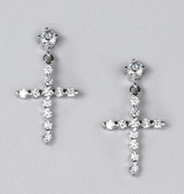 CZ Cross Dangle Post Earrings