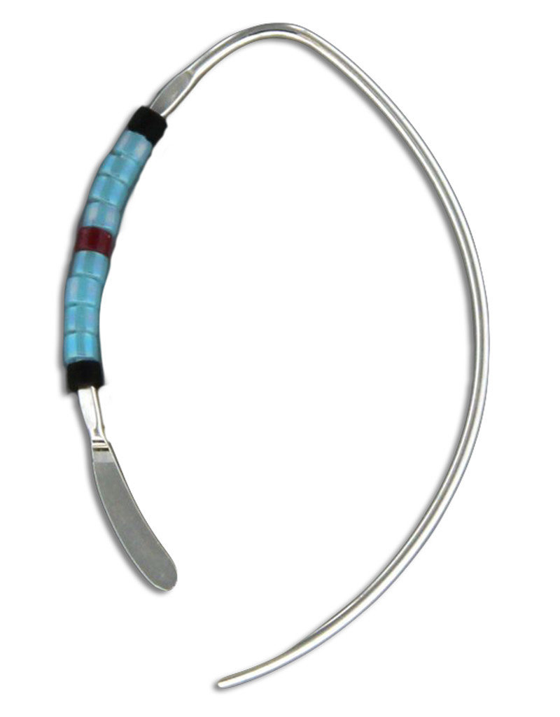Sterling Silver Lt Blue Heishi Wire Threader Earrings