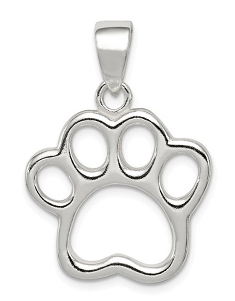 Sterling Silver Paw Print Pendant 19mm