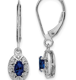 Oval Created Sapphire Earrings